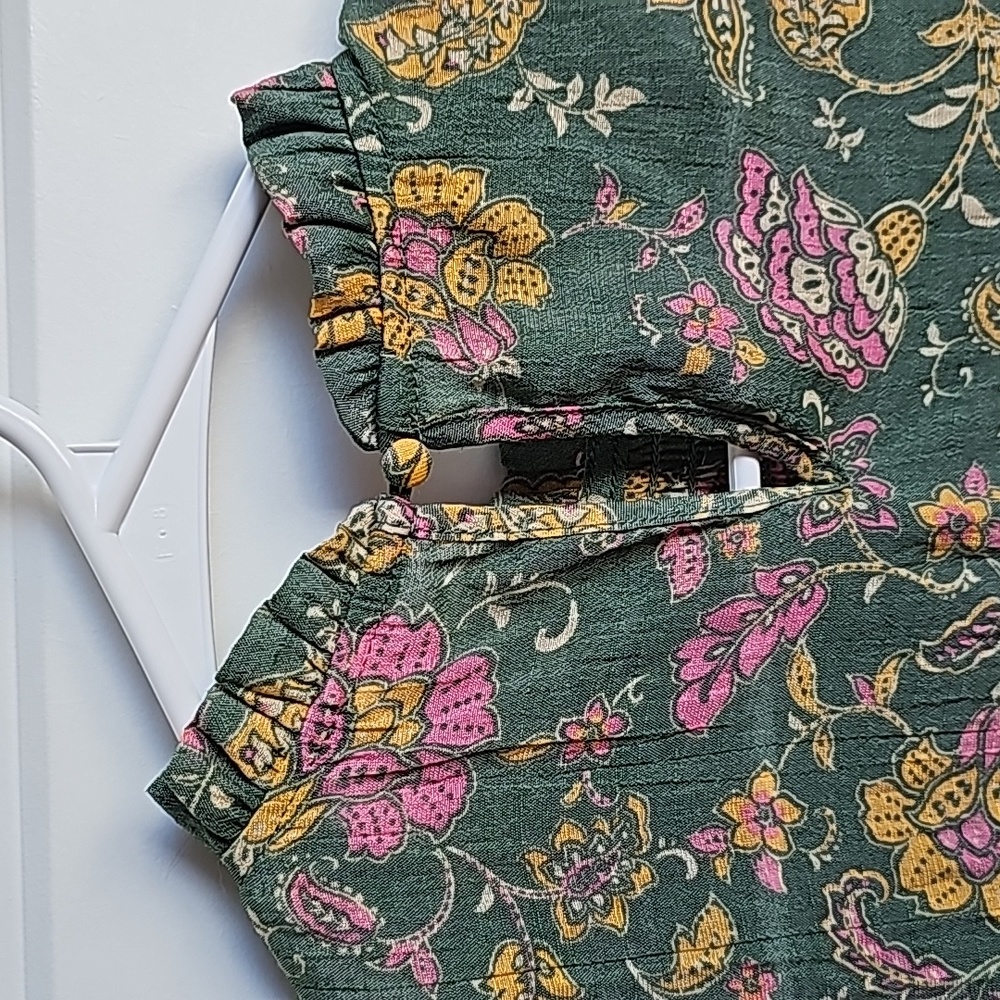 Nanette Lepore Sage Prairie Green Ruffled Smock Blouse in Women's Size Small EUC - Picture 6 of 9